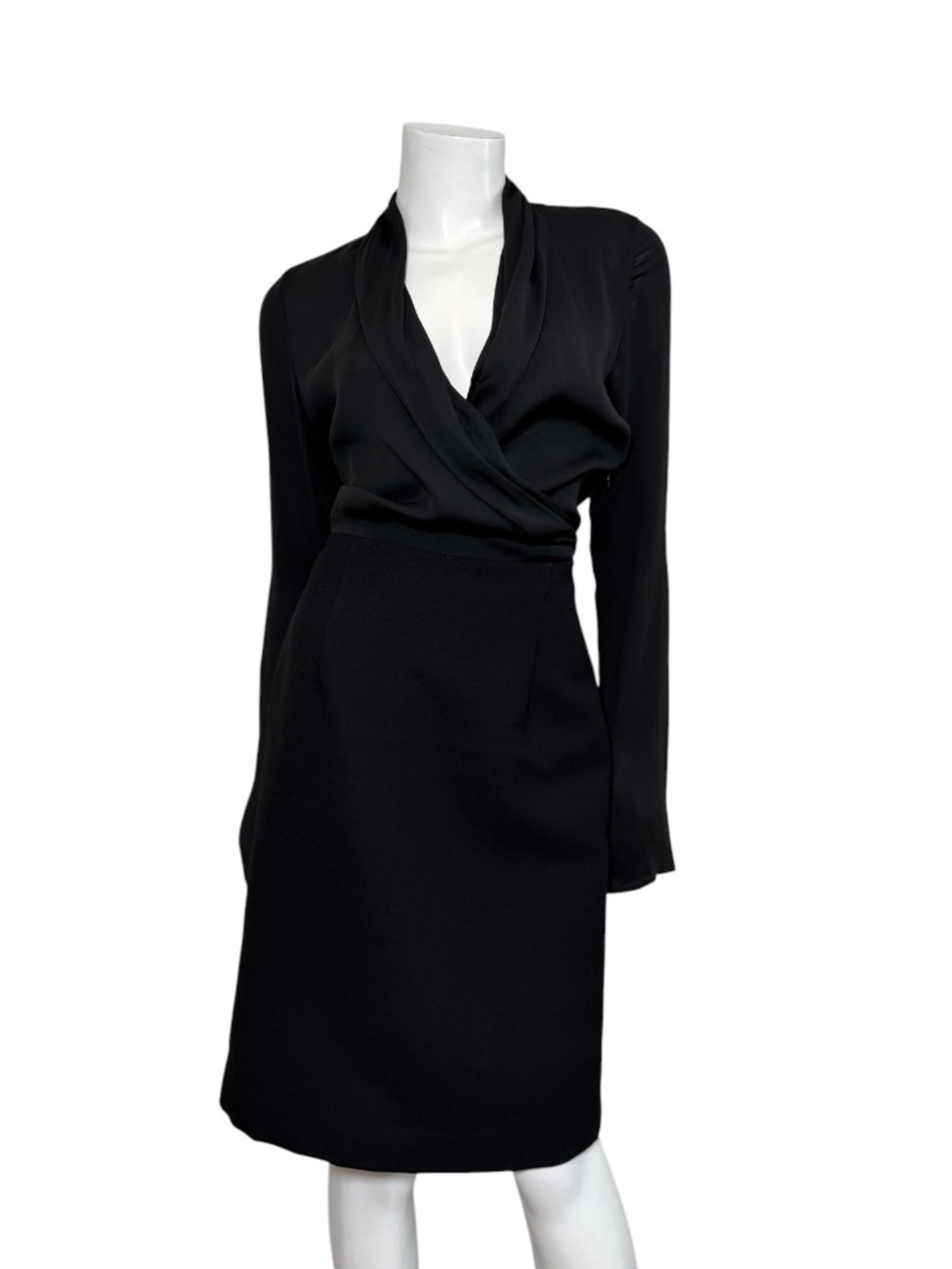Maison Martin Margiela 4 Draped Wool Silk Dress Black IT 42 US 6